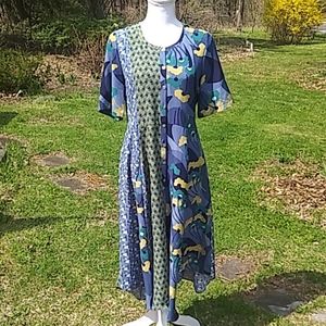 NEW Lori Goldstein Woven Mixed Print Dress